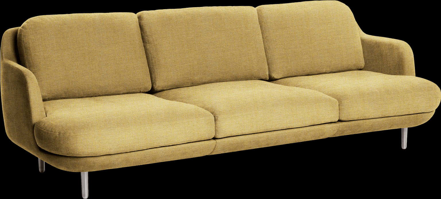 Modern Yellow Fabric Couch PNG Image