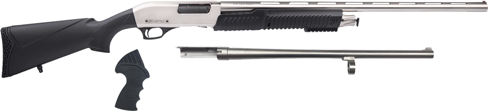 Modular Pump Action Shotgun Disassembled PNG Image