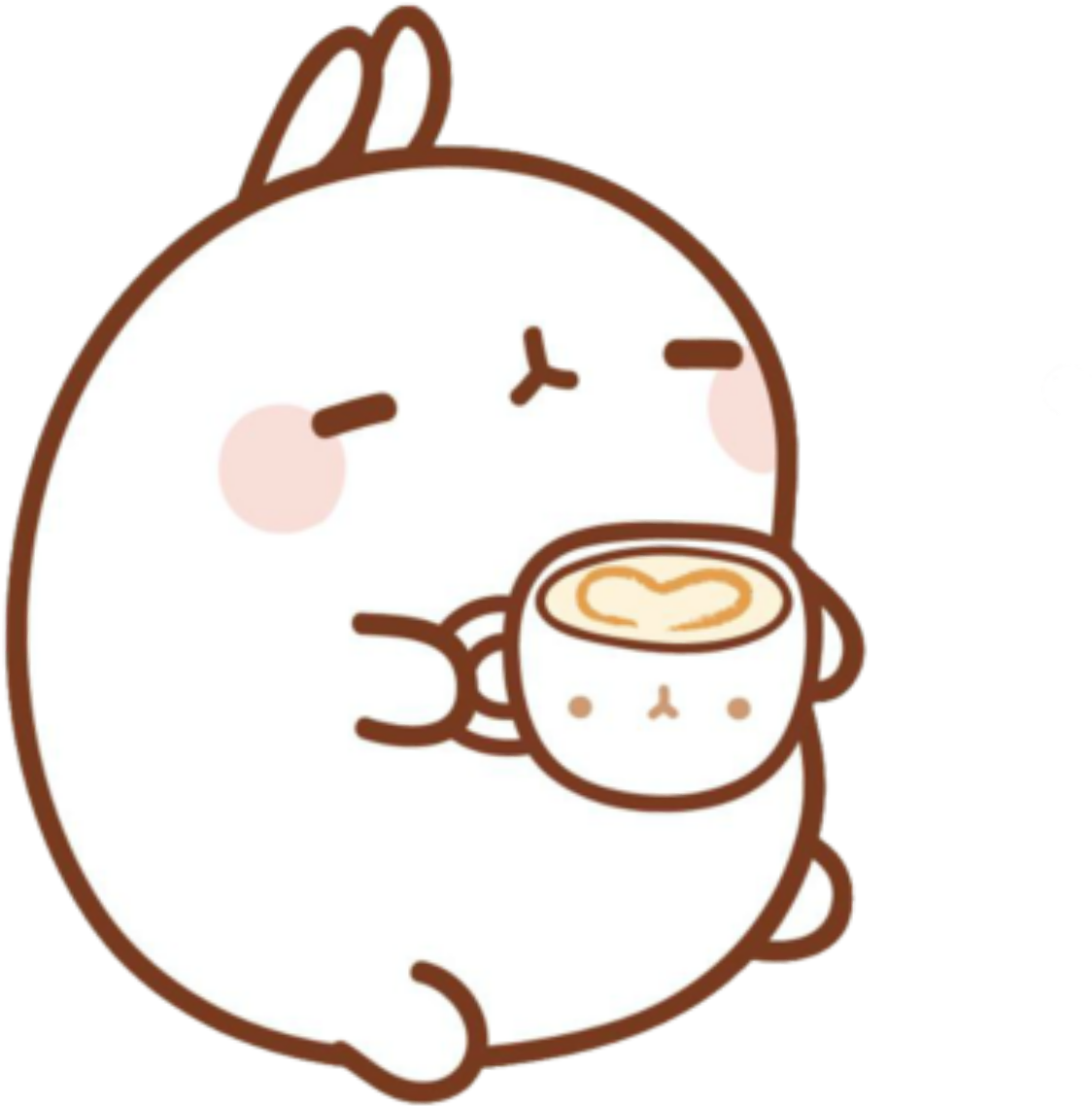 Molang Coffee Time Cute Illustration PNG Image