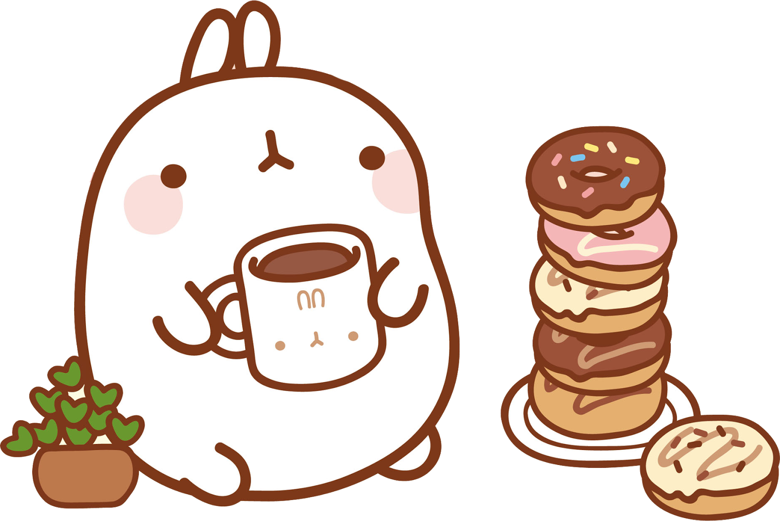 Molang Coffeeand Donuts PNG Image