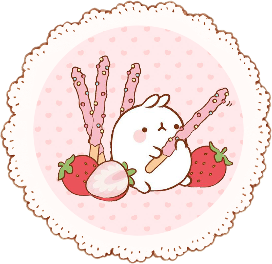 Molang Strawberry Pocky Treat PNG Image