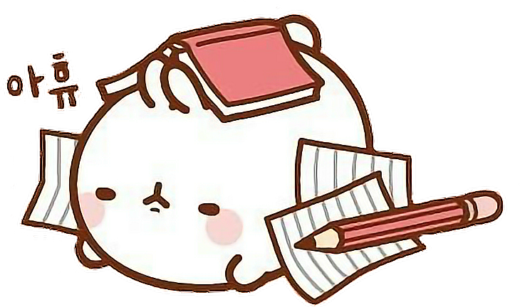 Molang Studying Hard.png PNG Image