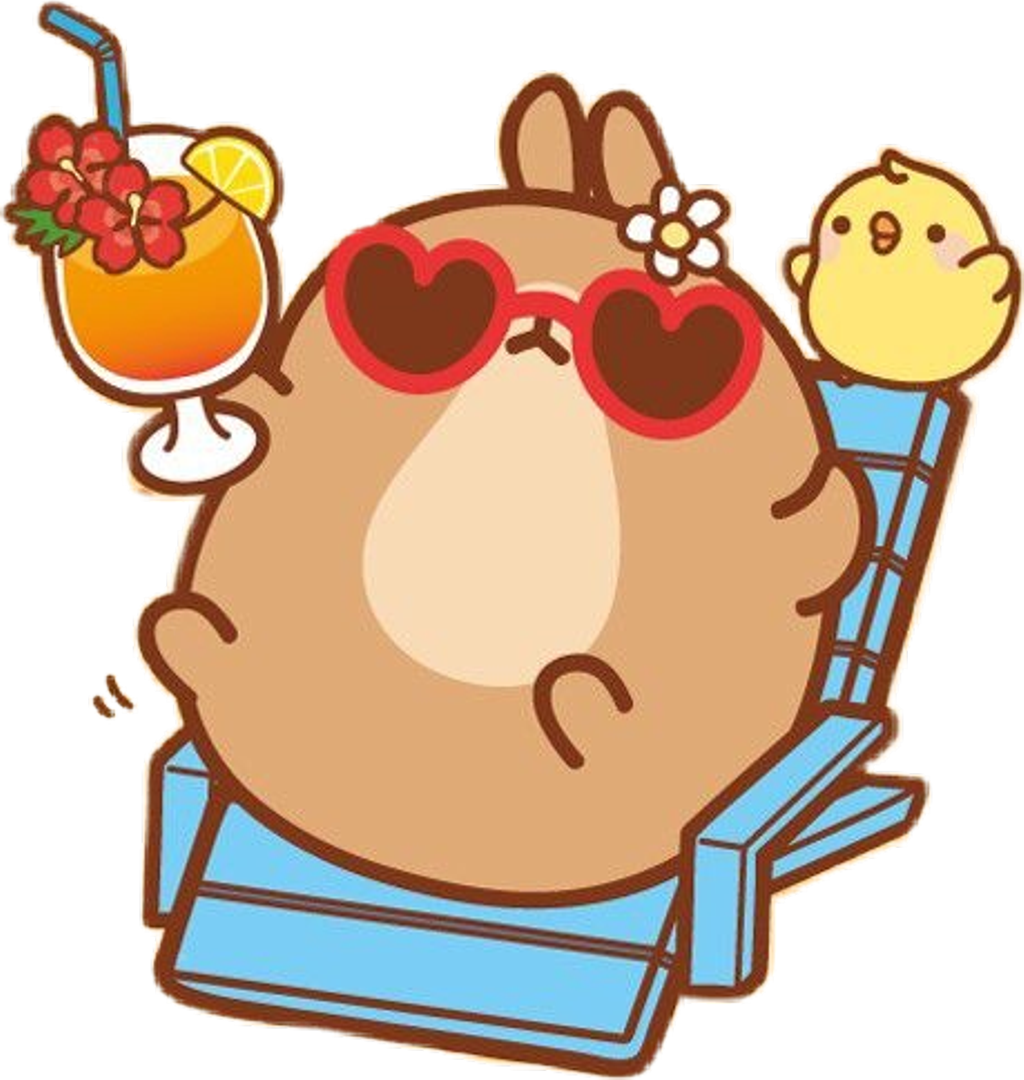 Molang Summer Vacation Relaxation PNG Image