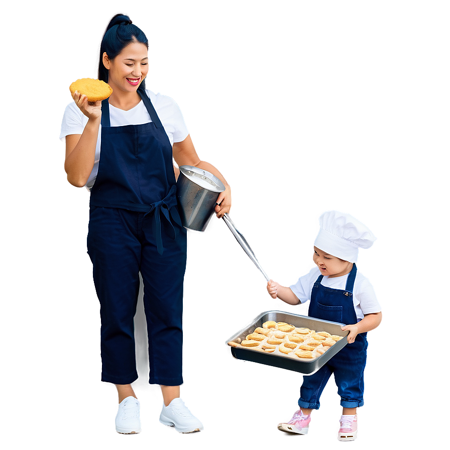 Mom And Child Baking Png Lff PNG Image