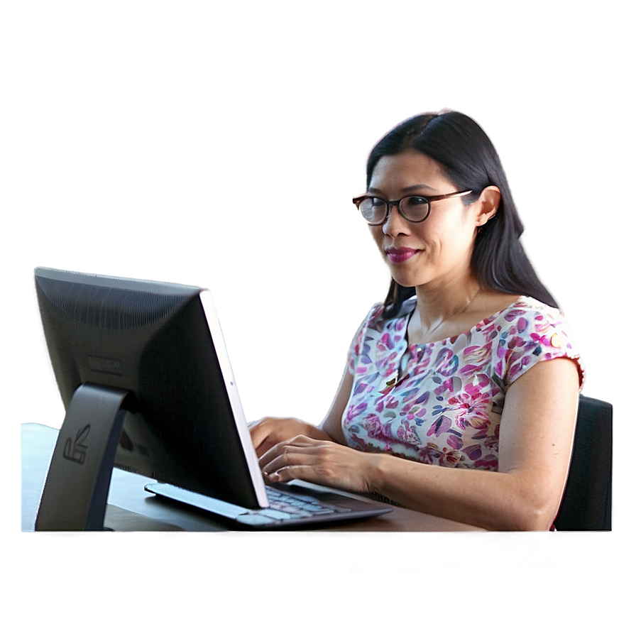 Mom At Computer Work Png Cnk3 PNG Image