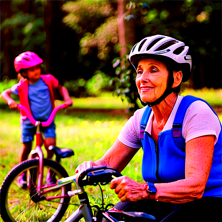 Mom Teaching Bike Ride Png 17 PNG Image