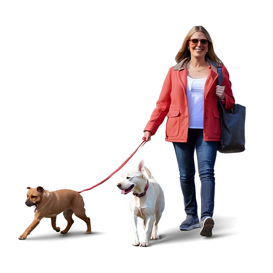 Mom With Pets Walking Png 05232024 PNG Image