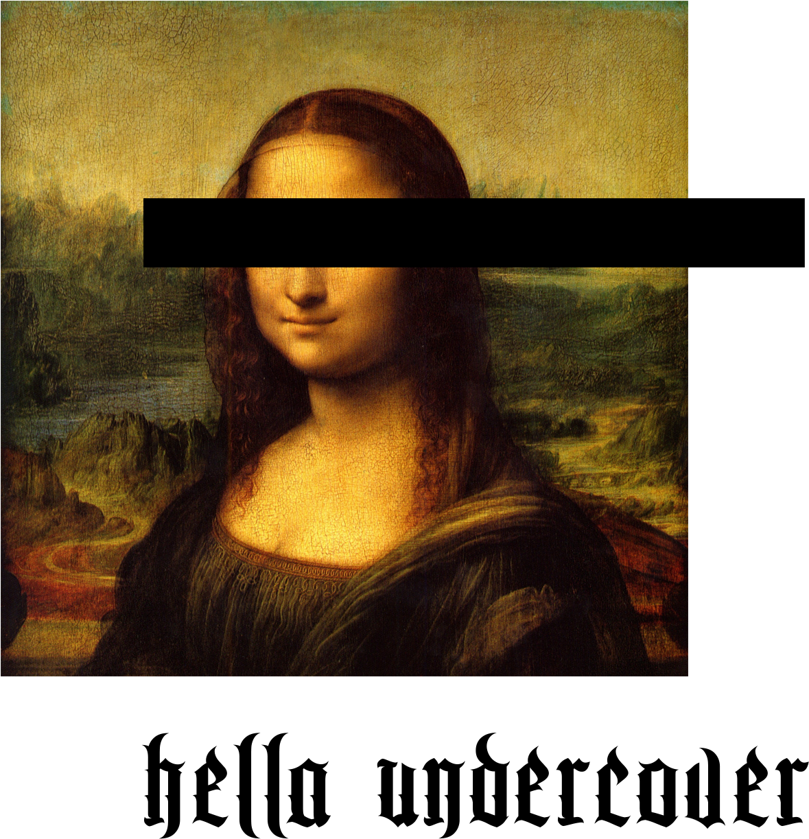 Mona Lisa Censored Eyesand Text Overlay PNG Image