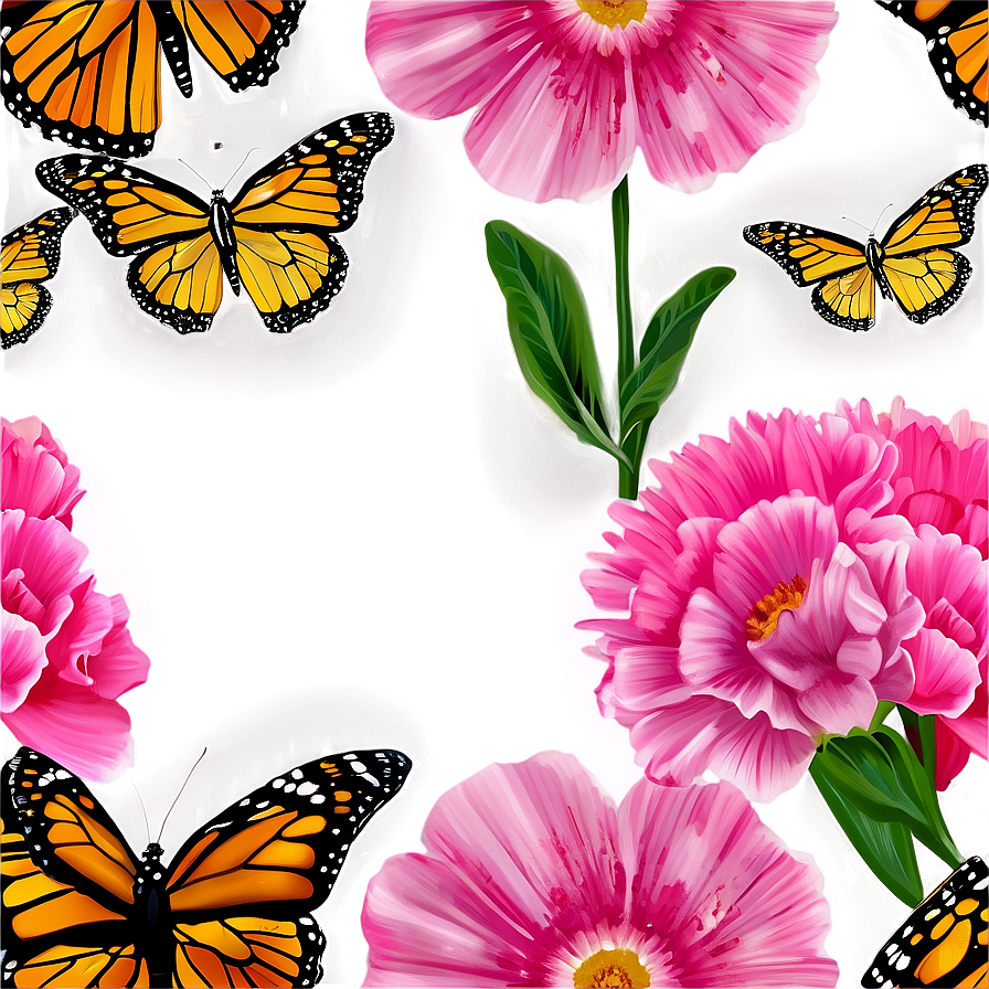 Monarch Butterflies And Flowers Png 06252024 PNG Image