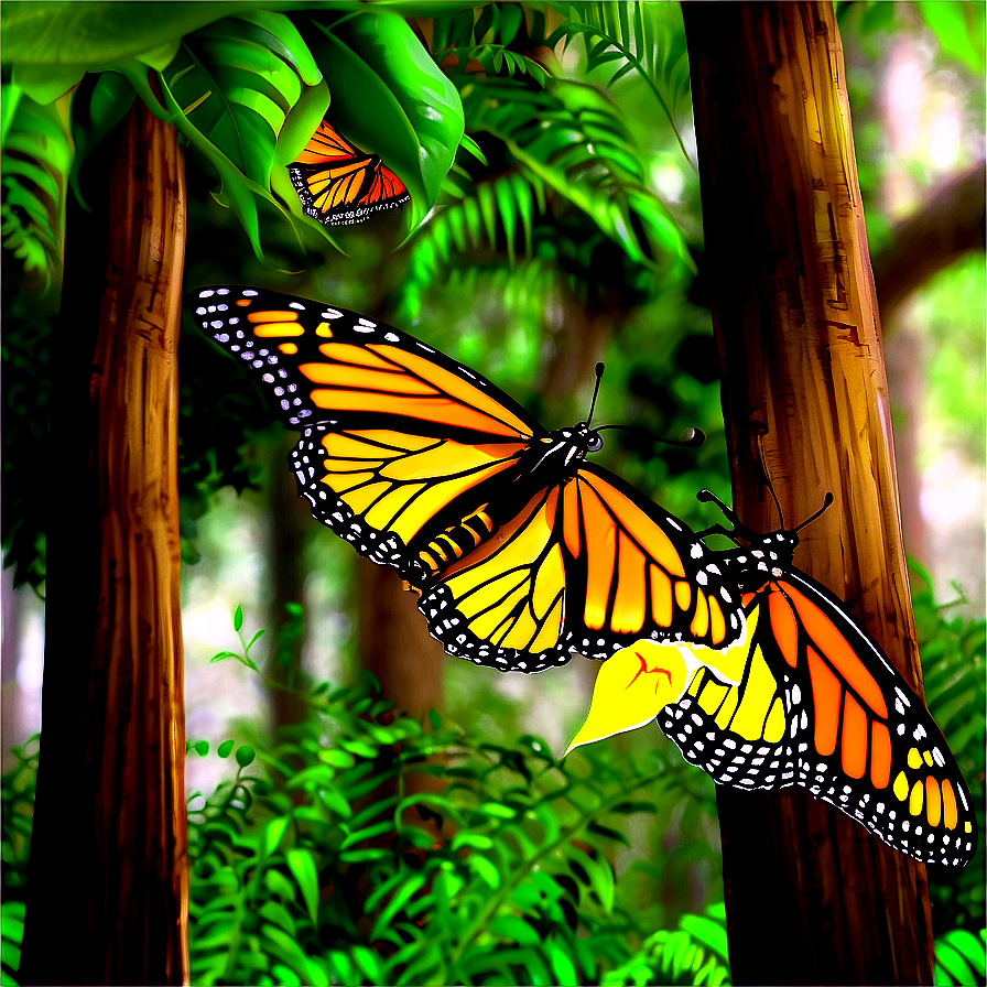 Monarch Butterflies In Forest Png 25 PNG Image