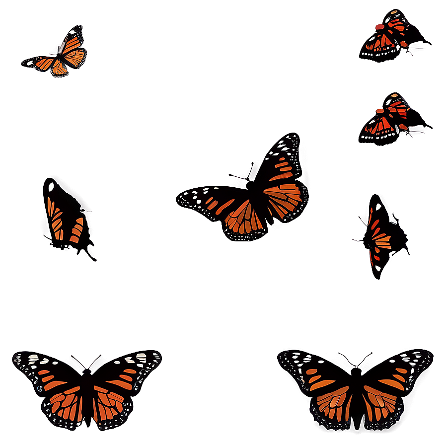 Monarch Butterflies Silhouette Sunset Png Vih52 PNG Image