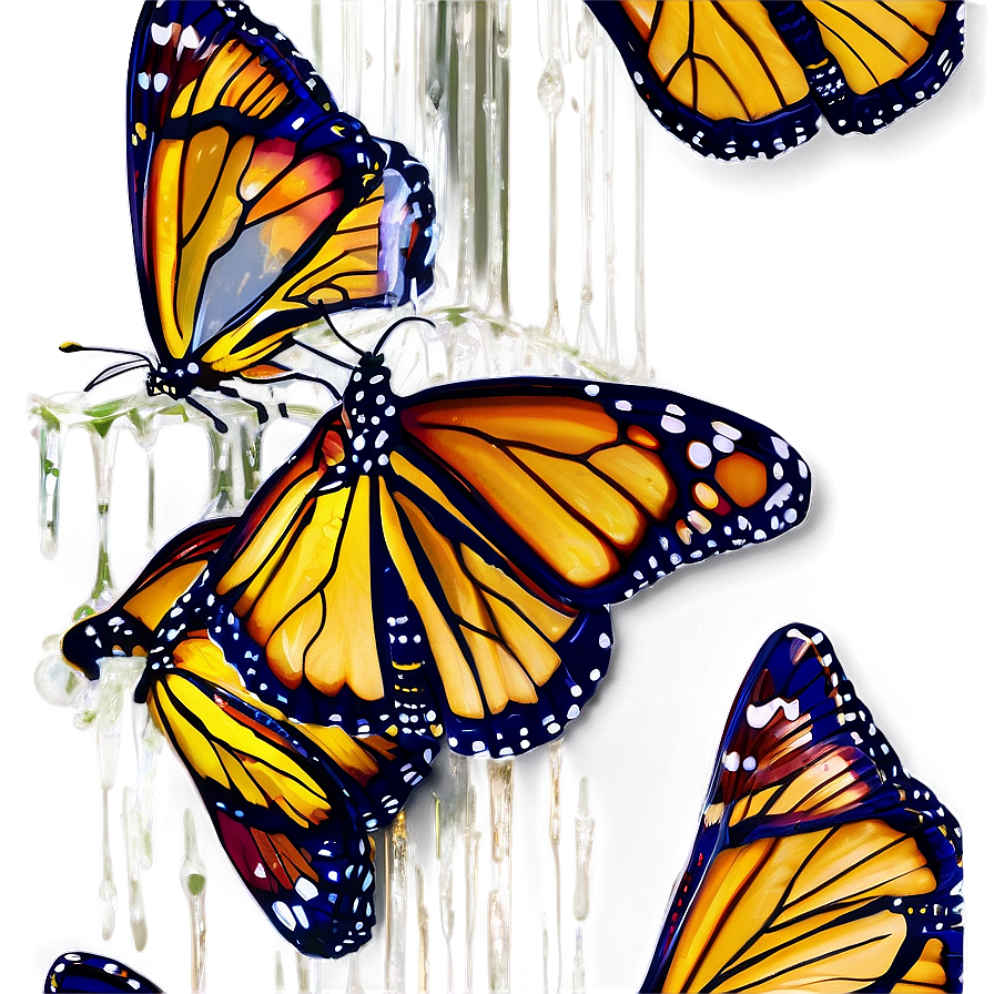 Monarch Butterflies With Dew Png 06252024 PNG Image