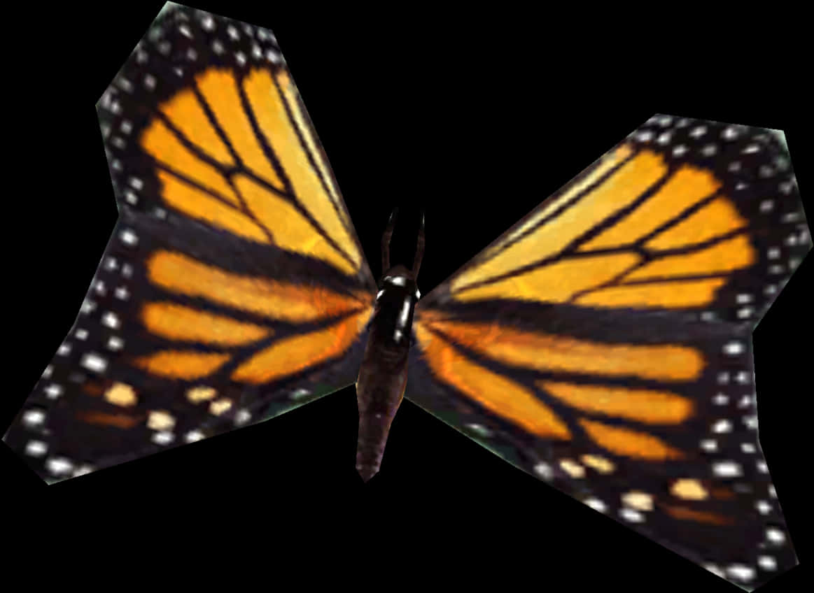 Monarch Butterfly Spread Wings PNG Image