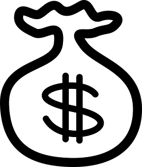 Money Bag Icon Blackand White PNG Image