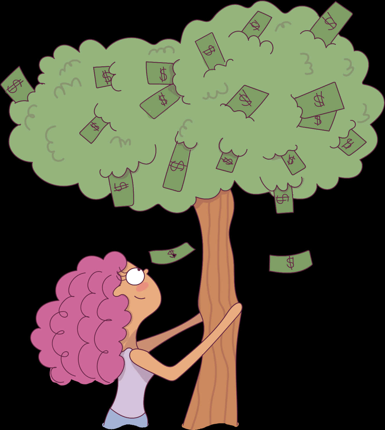 Money Tree Cartoon Illustration PNG Image