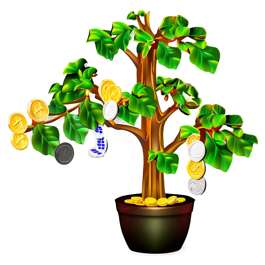 Money Tree With Coins Png Xeq98 PNG Image