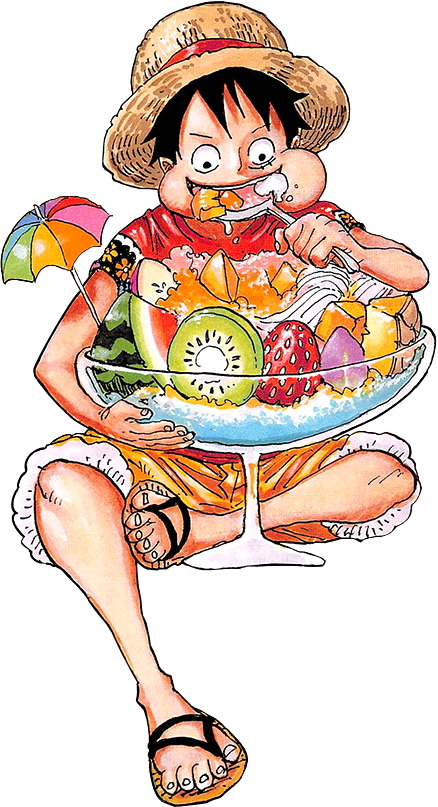 Monkey D Luffy Eating Fruit Salad PNG Image