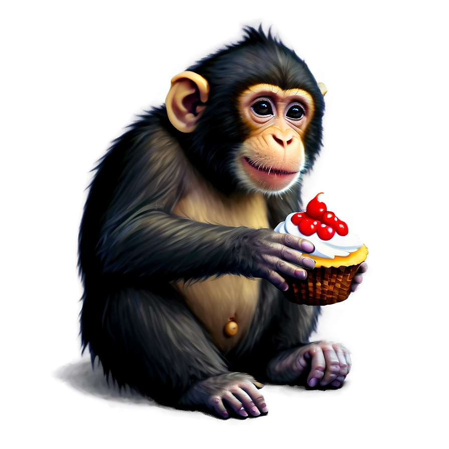 Monkey With Cupcake Png Hdw PNG Image