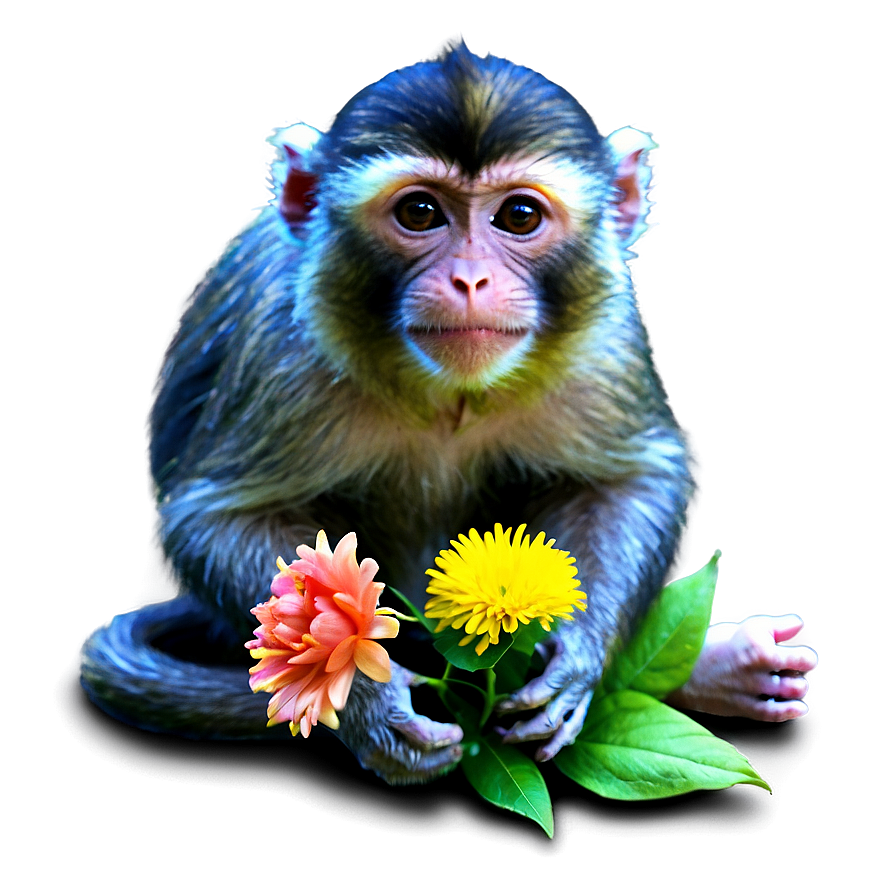 Monkey With Flowers Png Xbs PNG Image