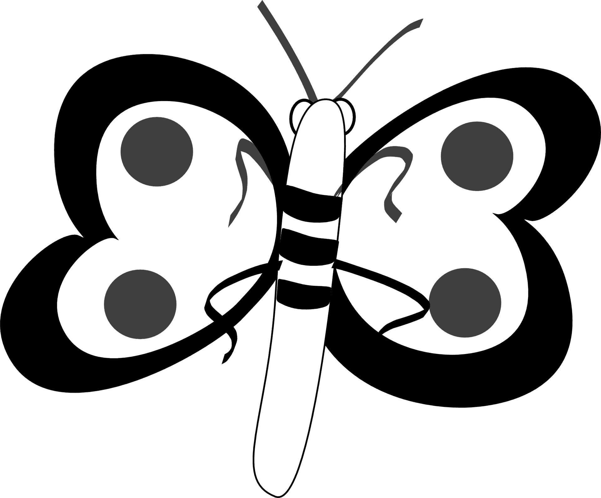 Monochrome_ Butterfly_ Illustration PNG Image