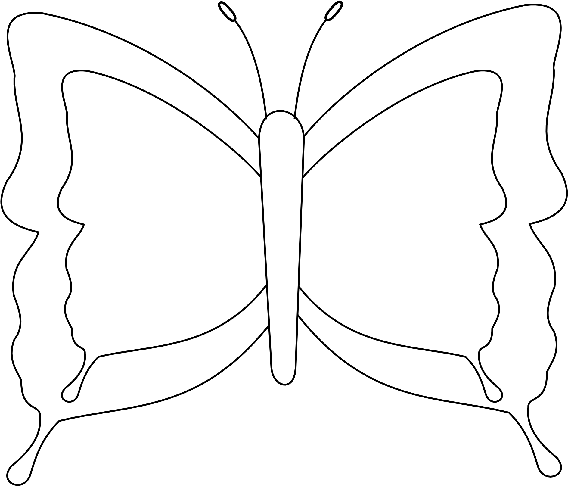 Monochrome_ Butterfly_ Outline PNG Image