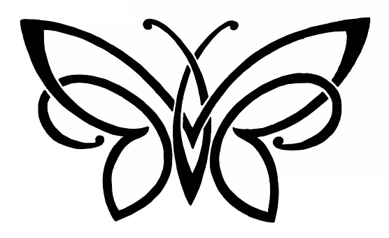 Monochrome Butterfly Silhouette PNG Image