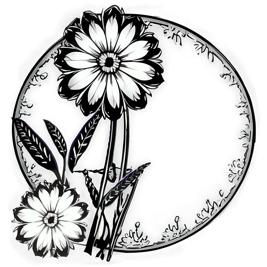 Monochrome Flower Frame Png 05252024 PNG Image