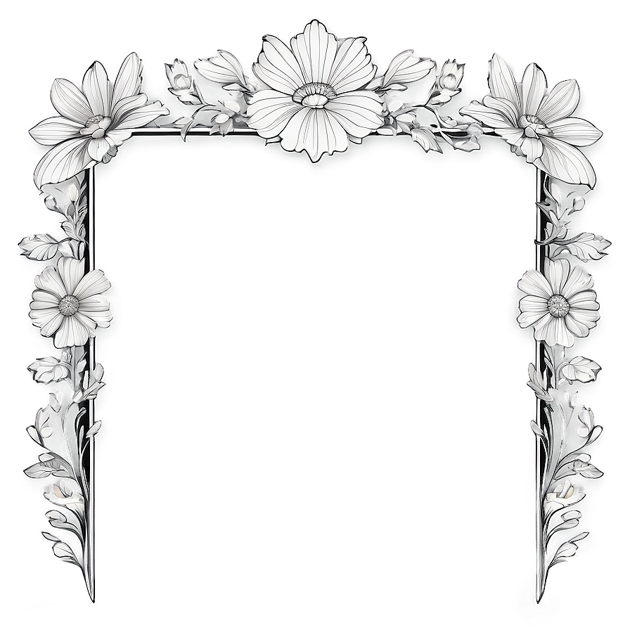 Monochrome Flower Frame Png Ttt PNG Image