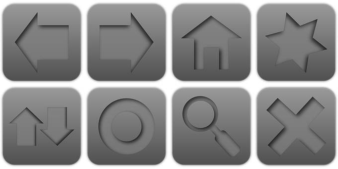 Monochrome Interface Icons Set PNG Image