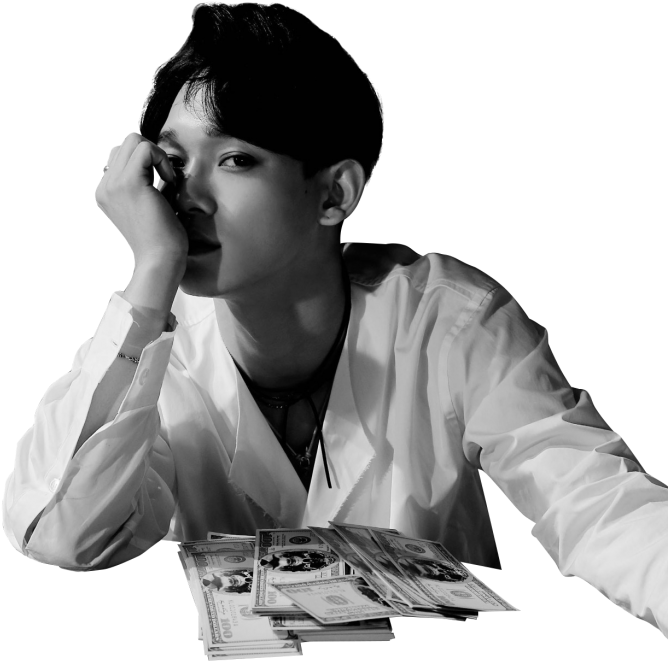 Monochrome Manwith Money PNG Image