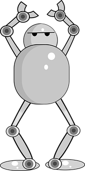 Monochrome Robot Illustration PNG Image