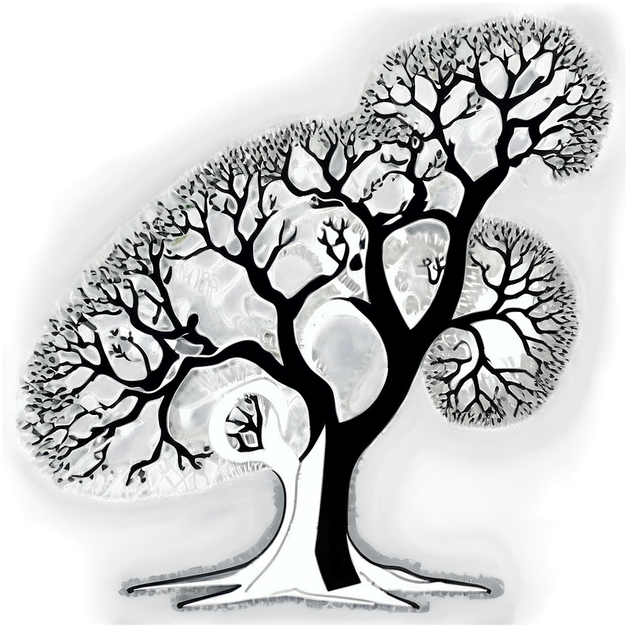 Monochrome Tree Art Png Buc38 PNG Image