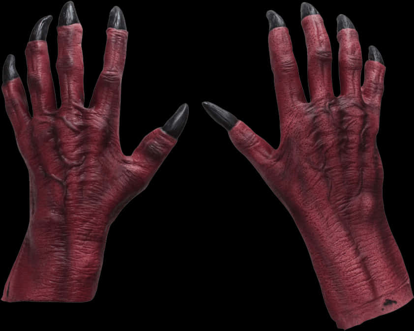 Monster Hands Red Skin Black Claws PNG Image