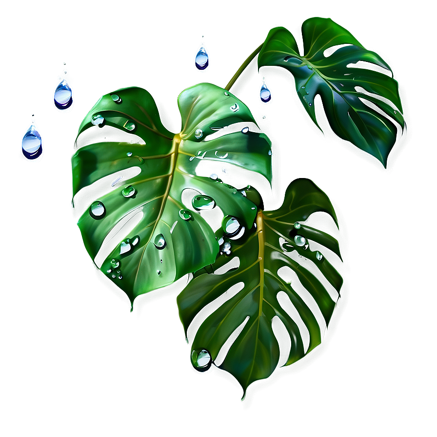 Monstera Leaf With Drops Png 93 PNG Image