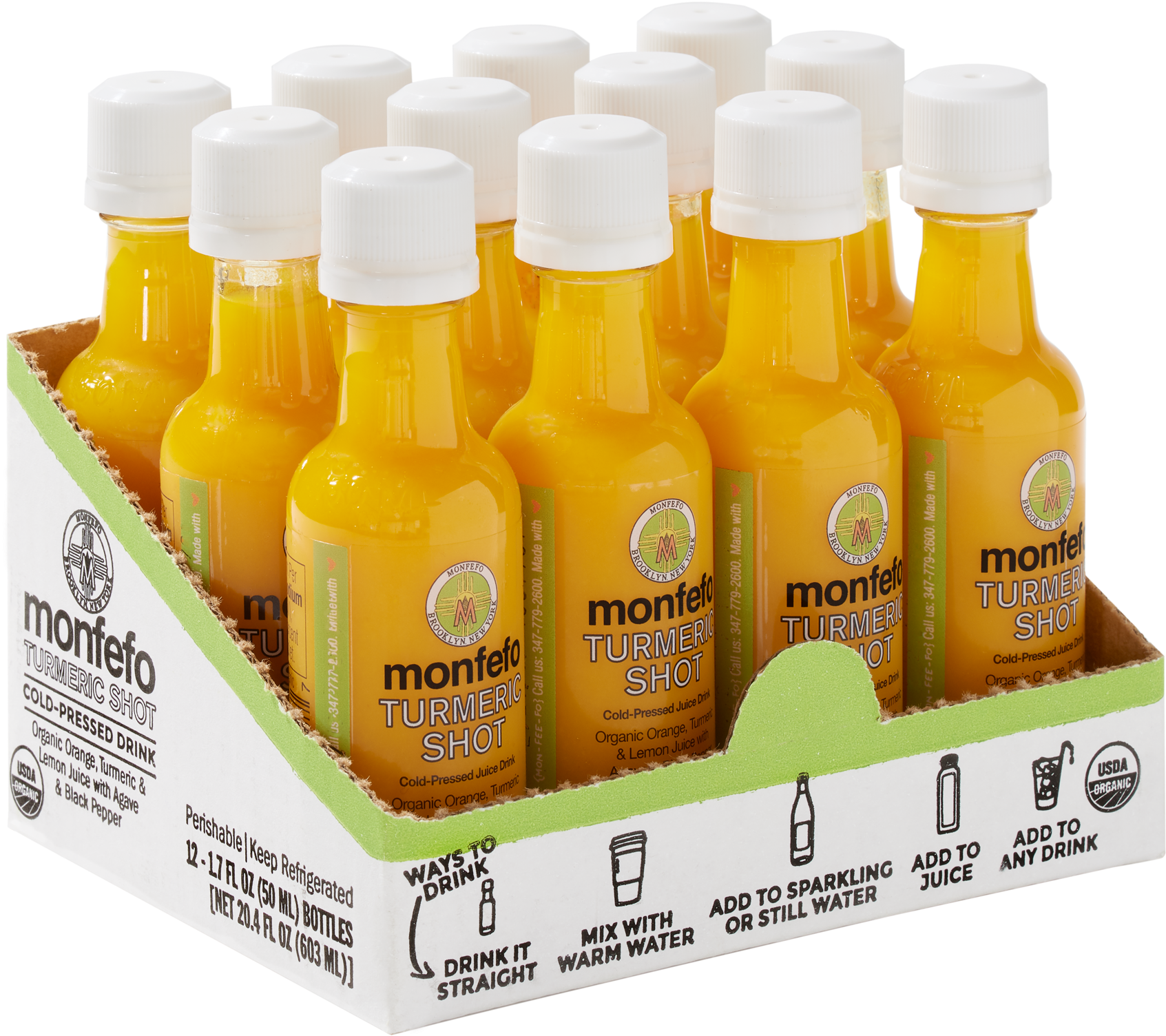 Montefo Organic Turmeric Shot Bottles PNG Image