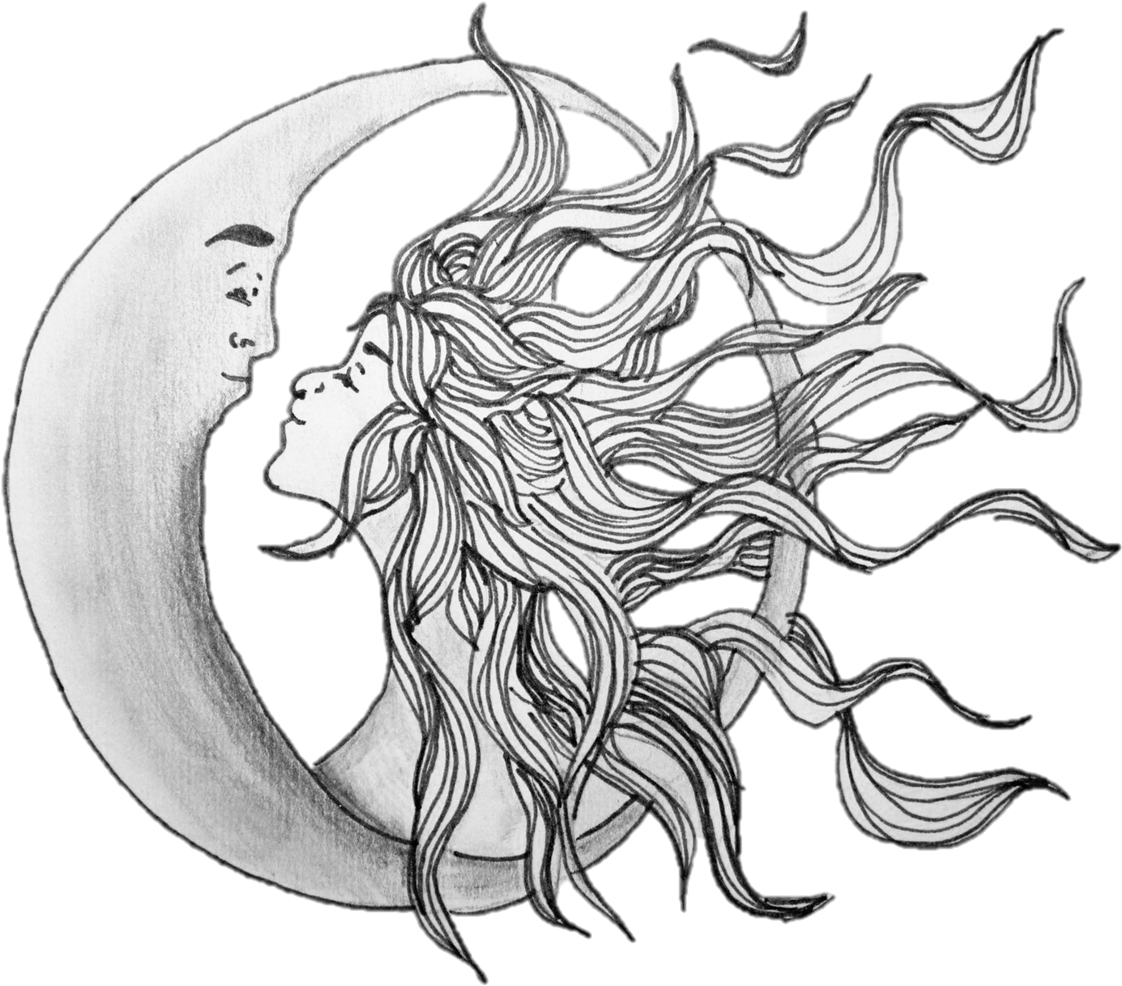 Moon_and_ Woman_ Artistic_ Sketch PNG Image