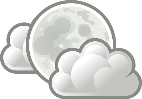 Moonand Clouds Vector Illustration PNG Image