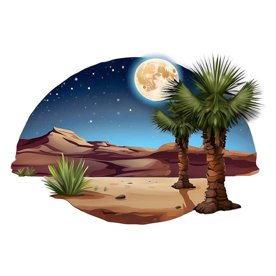 Moonlit Desert Landscape Png Kis58 PNG Image