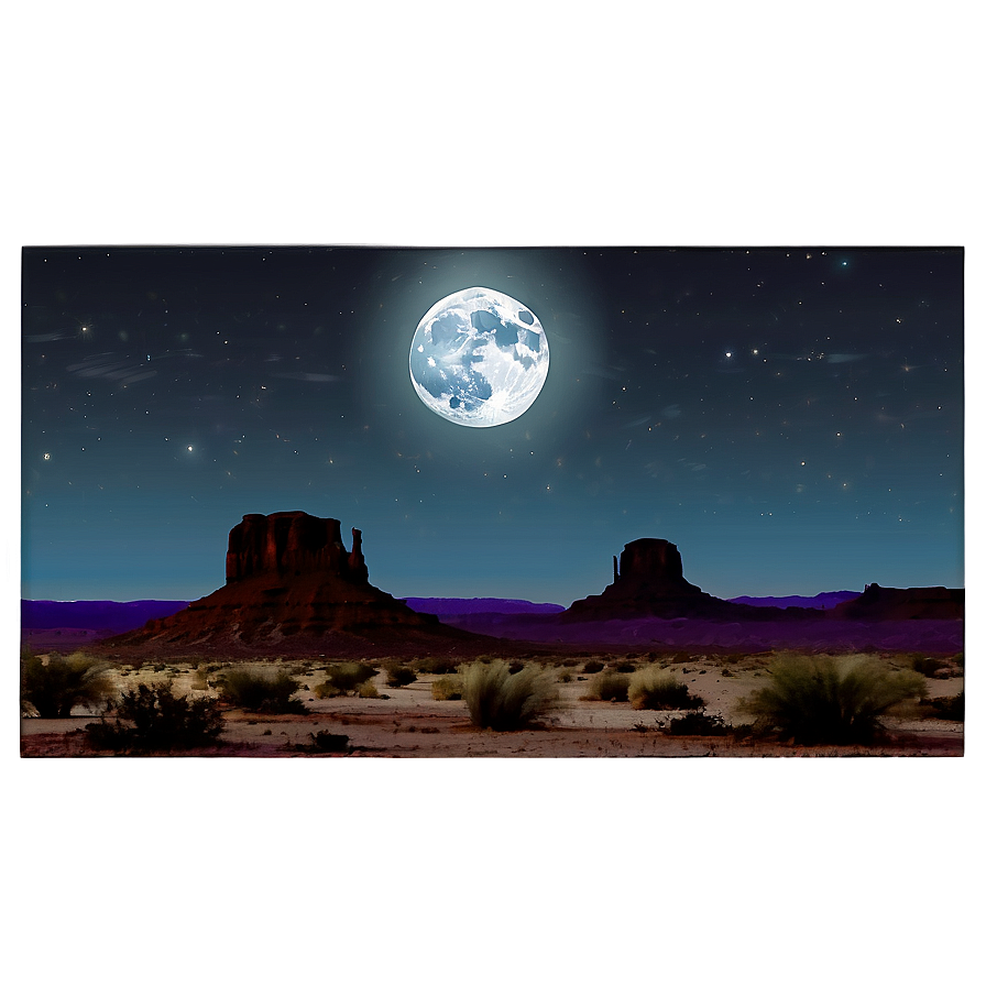 Moonlit Desert Nightscape Landscape Png Asv45 PNG Image