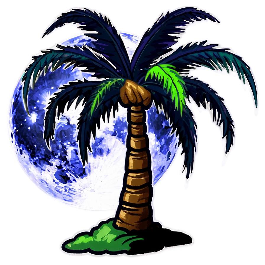 Moonlit Palm Tree Png Idf PNG Image