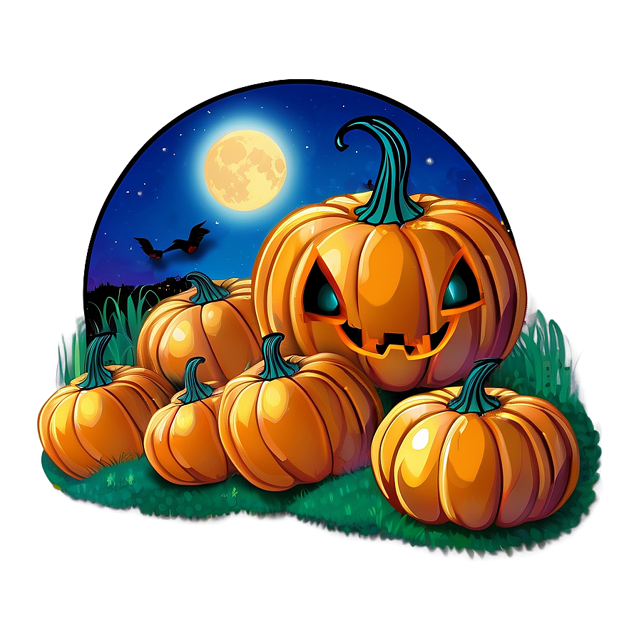 Moonlit Pumpkin Patch Field Png 06122024 PNG Image