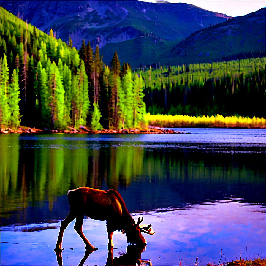 Moose By The Lake Png Dlf57 PNG Image