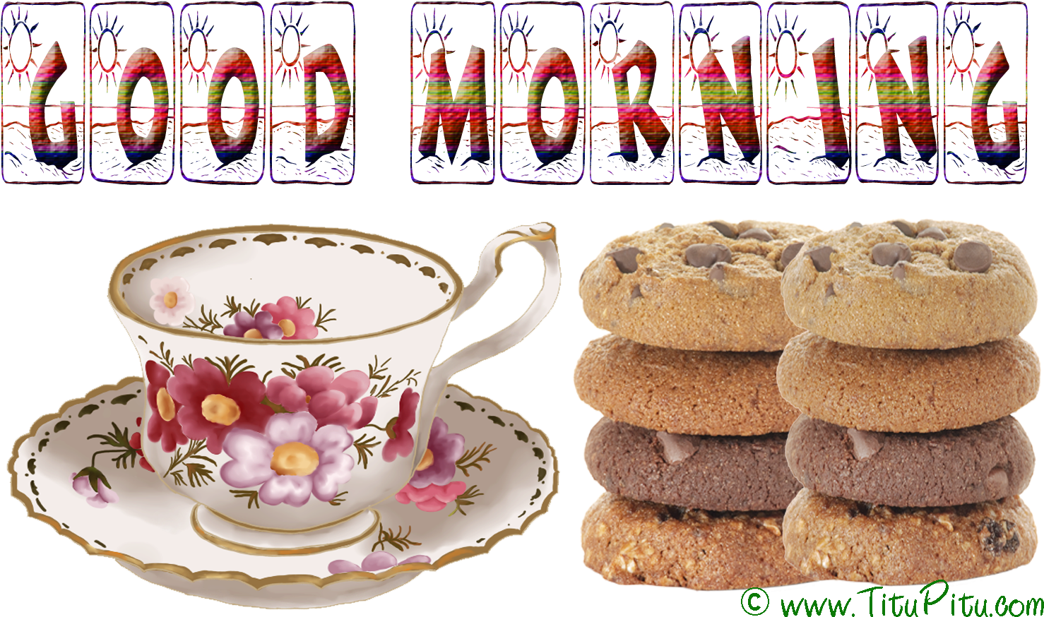 Morning Teaand Cookies PNG Image