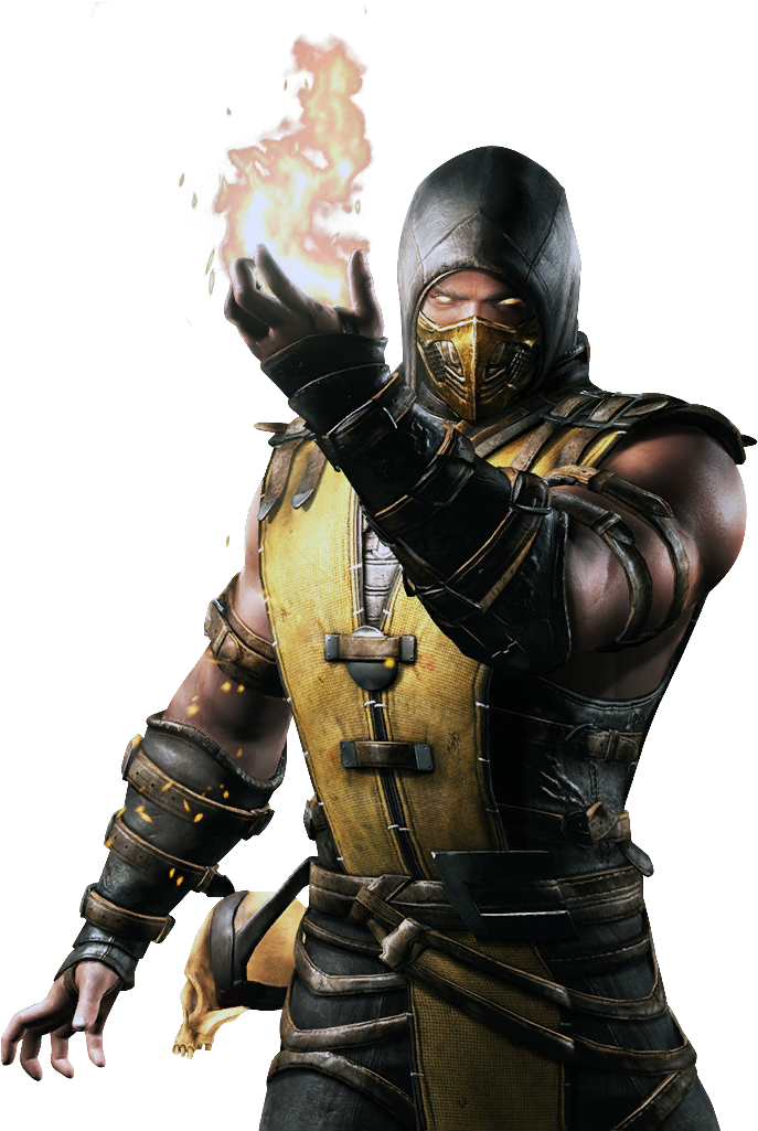 Mortal Kombat Ninjawith Flaming Hand PNG Image