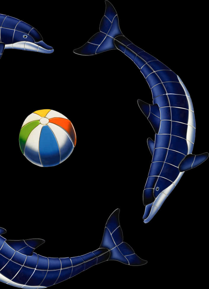 Mosaic Dolphinsand Beach Ball PNG Image