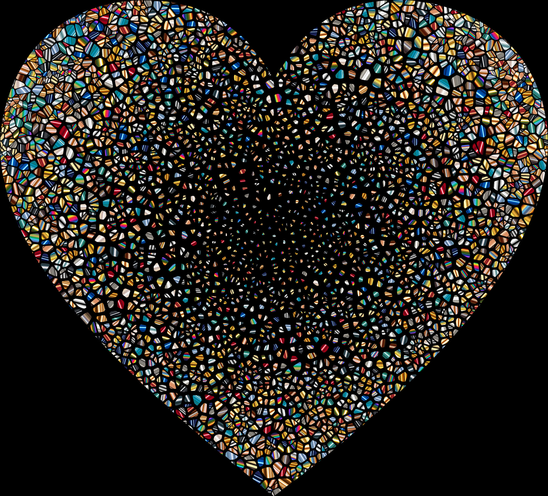 Mosaic Stained Glass Heart Transparent Background PNG Image