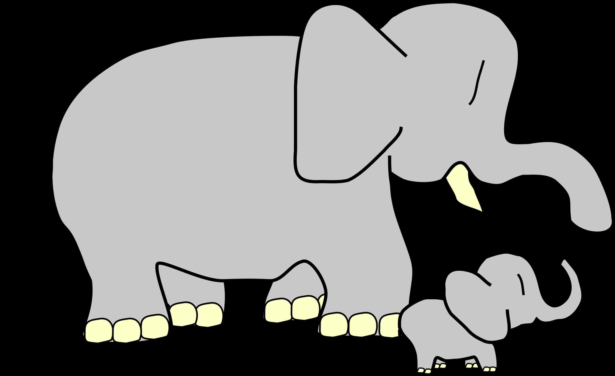 Mother_and_ Baby_ Elephant_ Vector PNG Image