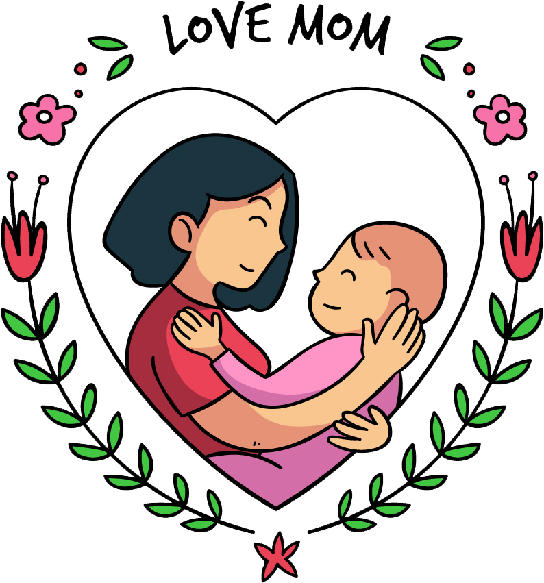 Mother Child Love Illustration PNG Image