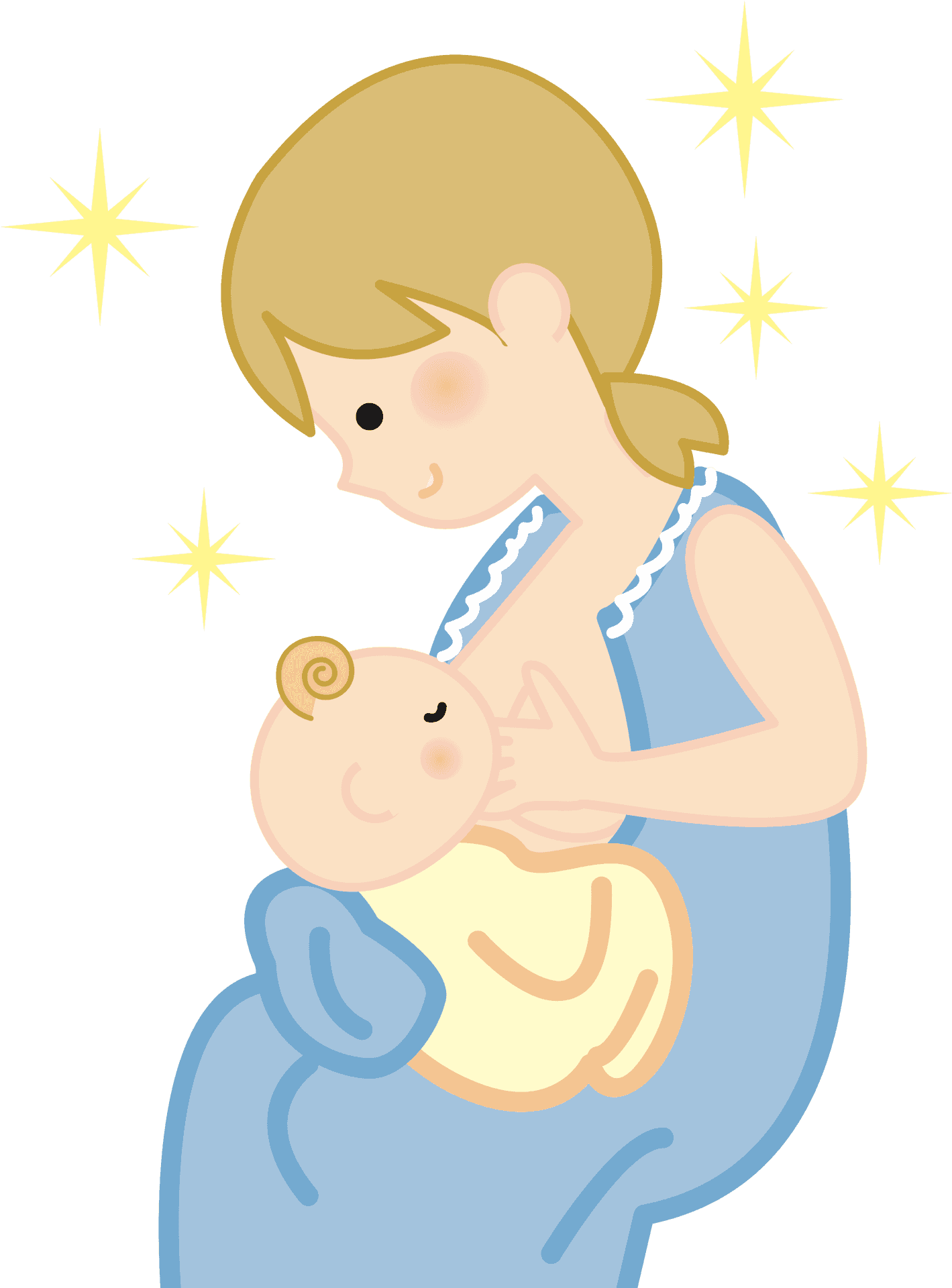 Mother Child Starlight Embrace PNG Image