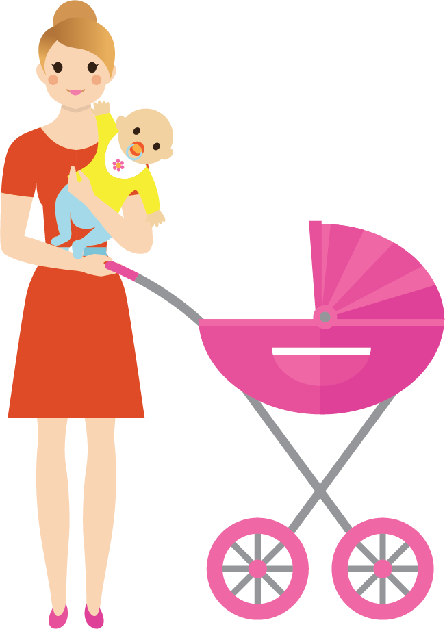 Mother Child Stroller Illustration PNG Image